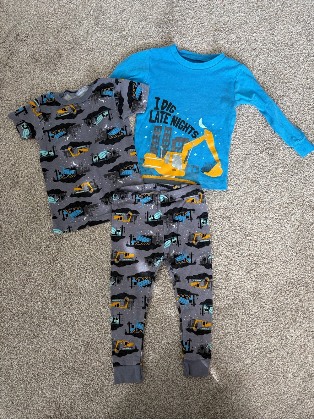 Carter's Blue & Gray Construction Truck Pajama Set